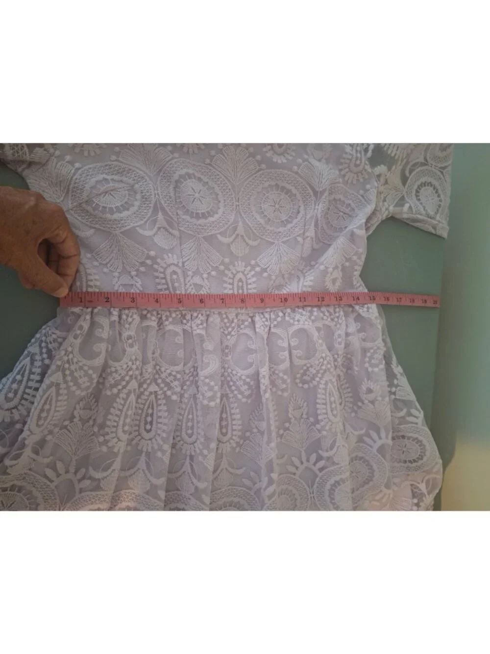 SHEIN Lavender Lace Maxi Dress S Embroidered Bell Sleeve Boho Romantic Formal